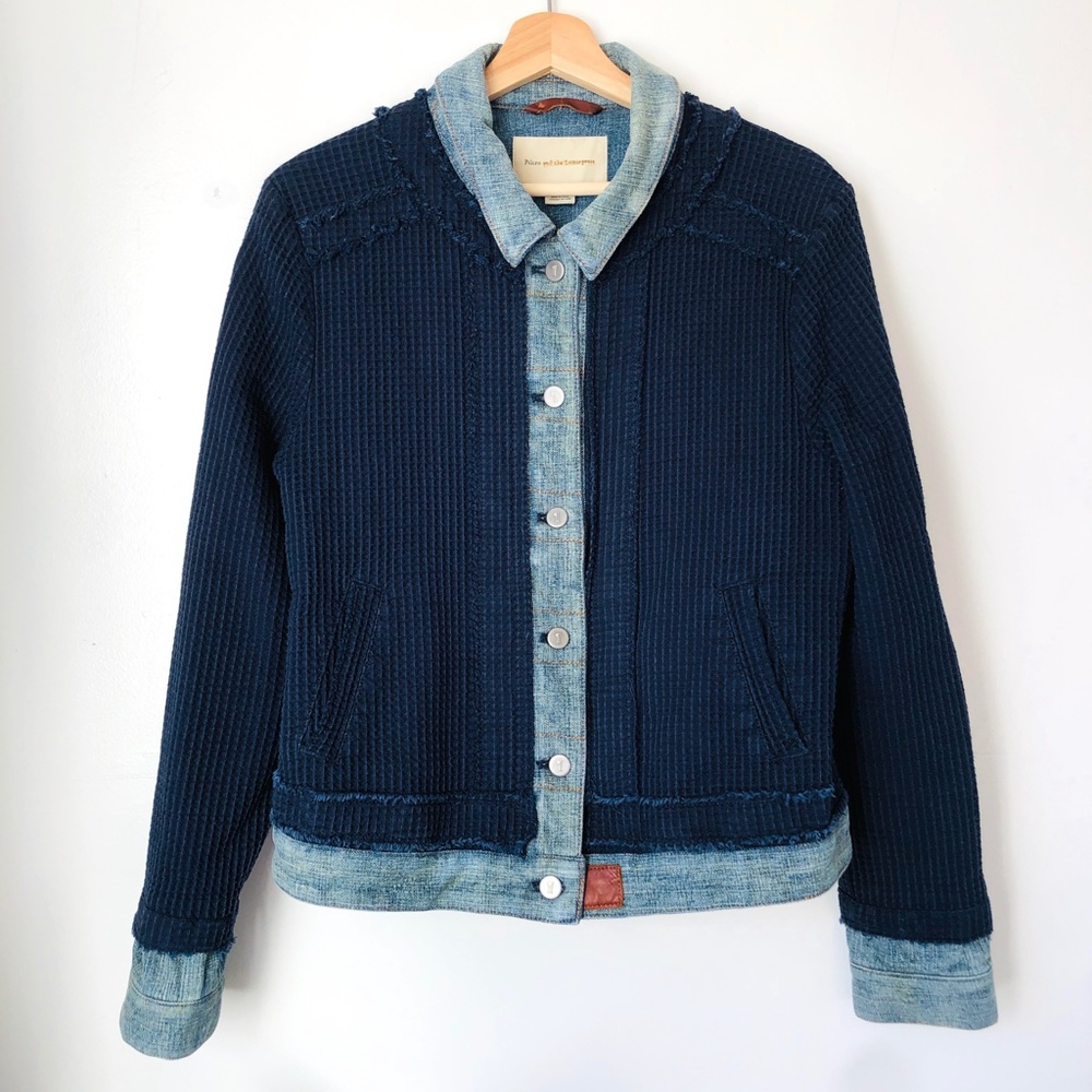 Anthropologie Waffle Denim Jacket